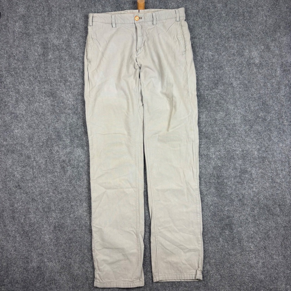 Massimo Dutti Mens Casual Fit Chino Pants Tan Cotton Made in Portugal Sz 31x31.5
